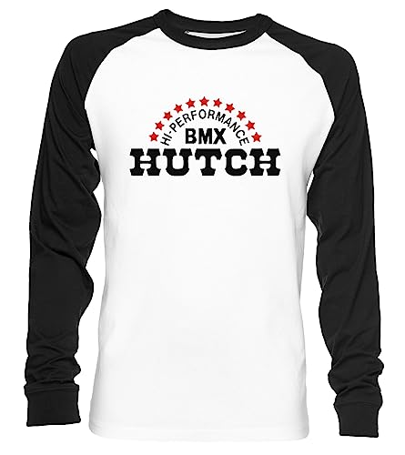 Hutch Vintage BMX Logo Unisex Baseball T-Shirt Langarm Herren Damen Weiß Schwarz von Vendax