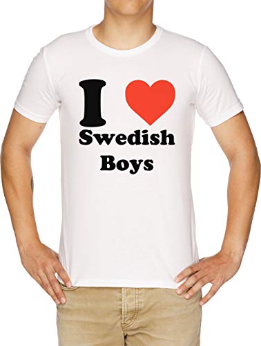 I Love (Heart) Swedish Boys Herren T-Shirt Weiß von Vendax