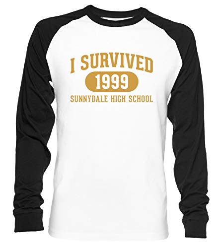 I Survived Sunnydale High Unisex Baseball T-Shirt Langarm Herren Damen Weiß Schwarz von Vendax