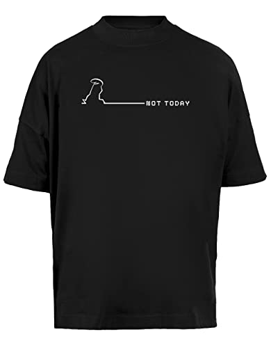 La Linea Not Today Unisex Baggy T-Shirt Kurze Ärmel Herren Schwarz Short Sleeves Black von Vendax