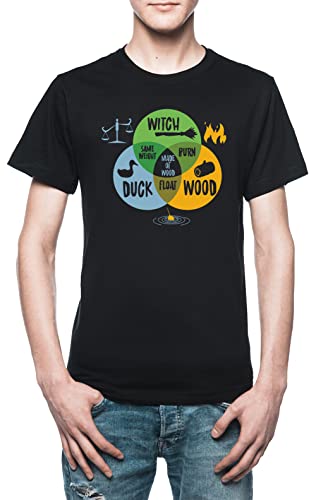 Monty Python Witch Duck Wood Herren T-Shirt Schwarz von Vendax