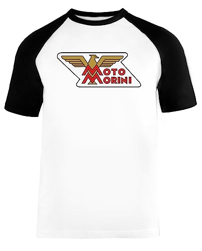 Moto Morini Itlalian Racing Unisex Baseball T-Shirt Kurze Ärmel Herren Damen Weiß Schwarz von Vendax