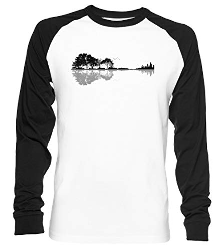 Natur Gitarre Unisex Baseball T-Shirt Langarm Herren Damen Weiß Schwarz von Vendax