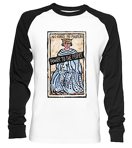 No Kings No Masters Unisex Baseball T-Shirt Langarm Herren Damen Weiß Schwarz von Vendax