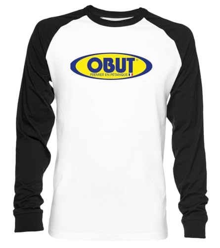 Obut Petanque Unisex Baseball T-Shirt Langarm Herren Damen Weiß Schwarz von Vendax