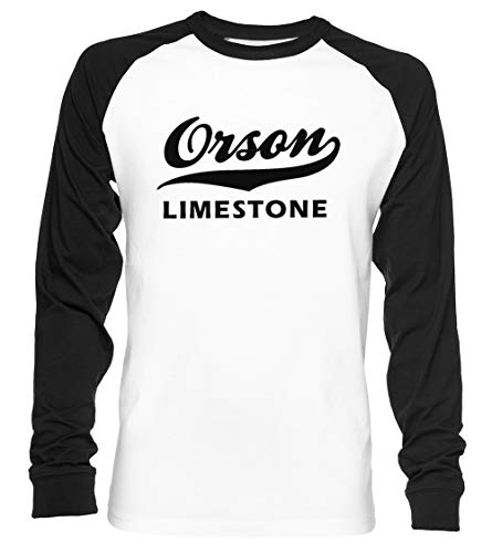 Orson Limestone Unisex Baseball T-Shirt Langarm Herren Damen Weiß Schwarz von Vendax