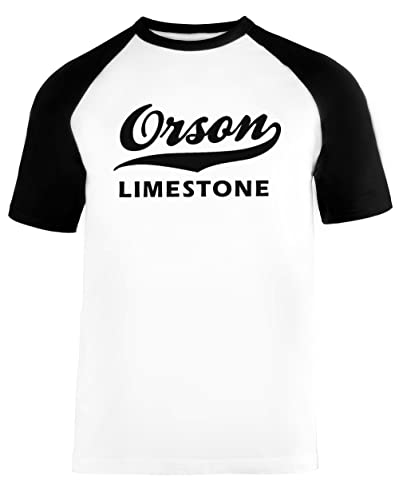 Orson Limestone Unisex Baseball T-Shirt Kurze Ärmel Herren Damen Weiß Schwarz von Vendax