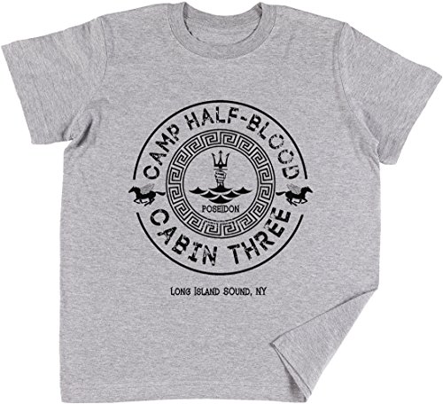 Percy Jackson - Camp Half-Blood - Cabin Three - Poseidon Kinder Jungen Mädchen Unisex T-Shirt Grau von Vendax