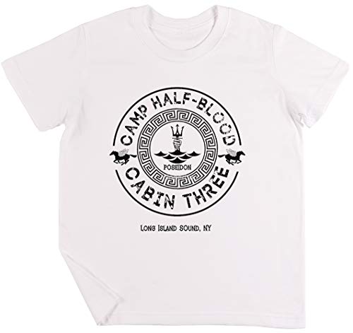 Percy Jackson - Camp Half-Blood - Cabin Three - Poseidon Kinder Jungen Mädchen Unisex T-Shirt Weiß von Vendax