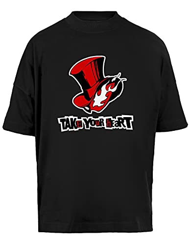 Persona 5 - Take Your Heart - Persona 5 Unisex Baggy T-Shirt Kurze Ärmel Herren Schwarz Short Sleeves Black von Vendax