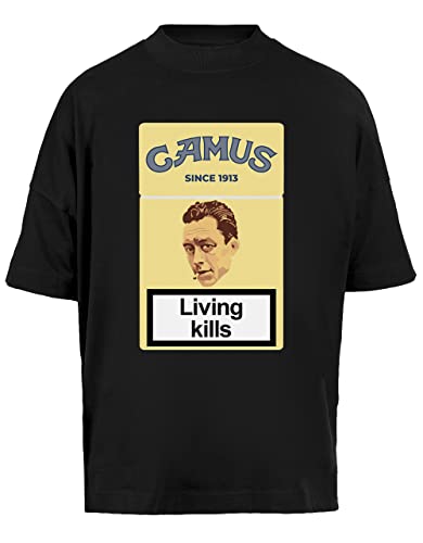 Philosopher Albert Camus Unisex Baggy T-Shirt Kurze Ärmel Herren Schwarz Short Sleeves Black von Vendax