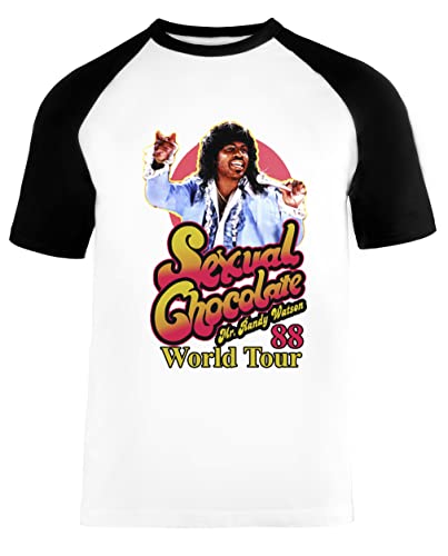 Randy Watson World Tour 88-80s Unisex Baseball T-Shirt Kurze Ärmel Herren Damen Weiß Schwarz von Vendax