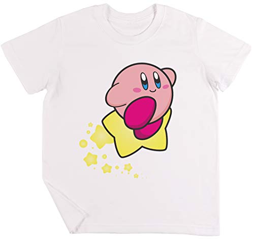 Reiten auf Kirby Kinder Jungen Mädchen Unisex T-Shirt Weiß von Vendax