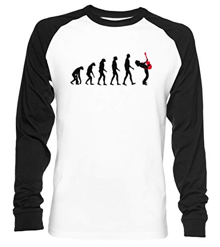 Rock Evolution Unisex Baseball T-Shirt Langarm Herren Damen Weiß Schwarz von Vendax
