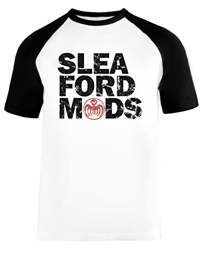 Sleaford Mods Unisex Baseball T-Shirt Kurze Ärmel Herren Damen Weiß Schwarz von Vendax