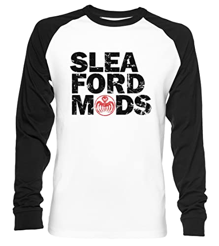 Sleaford Mods Unisex Baseball T-Shirt Langarm Herren Damen Weiß Schwarz von Vendax