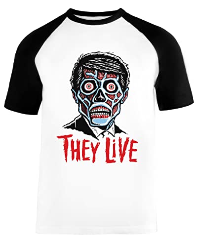 They LIVE!!! Unisex Baseball T-Shirt Kurze Ärmel Herren Damen Weiß Schwarz von Vendax