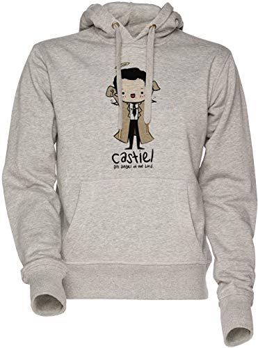 Vendax Castiel - Angel of The Lord Unisex Herren Damen Kapuzenpullover Sweatshirt Grau Men's Women's Hoodie Grey von Vendax