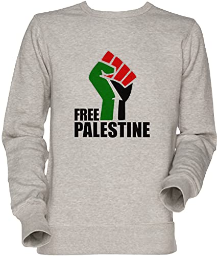 Vendax Free Palestine Fist Flag Herren Damen Jumper Sweatshirt Grau Men's Women's Jumper Grey von Vendax