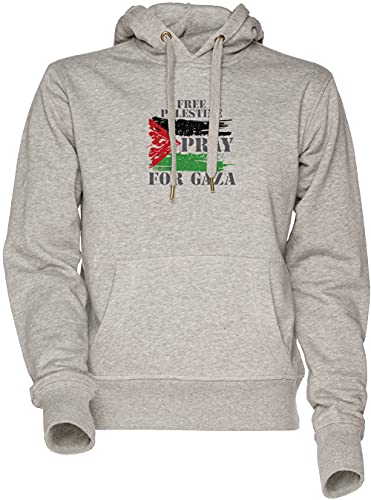 Vendax Free Palestine Pray for Gaza Unisex Herren Damen Kapuzenpullover Sweatshirt Grau Men's Women's Hoodie Grey von Vendax