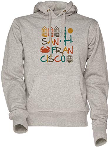 Vendax San Francisco - San Francisco Unisex Herren Damen Kapuzenpullover Sweatshirt Grau Men's Women's Hoodie Grey von Vendax