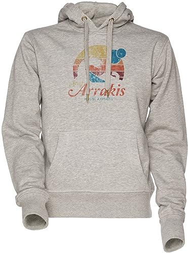 Visit Arrakis - Vintage Distressed Surf Unisex Herren Damen Kapuzenpullover Sweatshirt Grau Men's Women's Hoodie Grey von Vendax