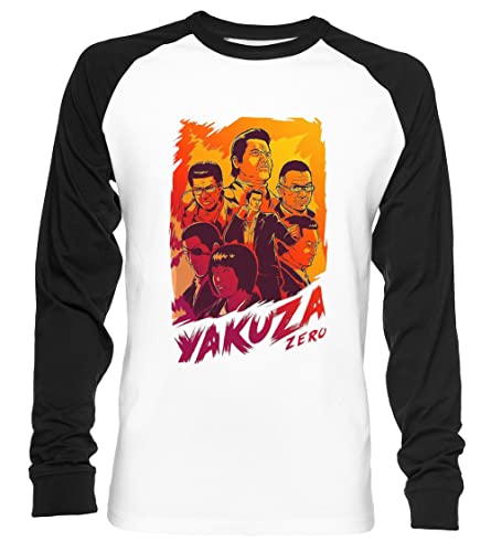 Yakuza Zero Unisex Baseball T-Shirt Langarm Herren Damen Weiß Schwarz von Vendax