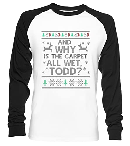 and Why is The Carpet All Wet, Todd Unisex Baseball T-Shirt Langarm Herren Damen Weiß Schwarz von Vendax