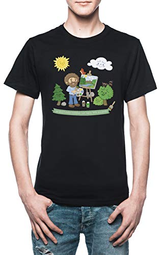 glücklich Wenig Bäume - Bob Ross Herren T-Shirt Schwarz von Vendax