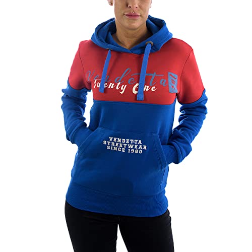 Vendetta Inc. Damen Kapuzenpullover Hoodie Retro rot, blau 104 (XL) von Vendetta Inc.