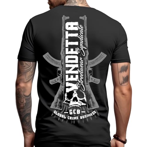 Vendetta Inc. Herren Kurzarm Rundhals T Shirt GCB schwarz 1311 (DE/NL/SE/PL, Alphanumerisch, 3XL, Regular, Regular, Schwarz) von Vendetta Inc.