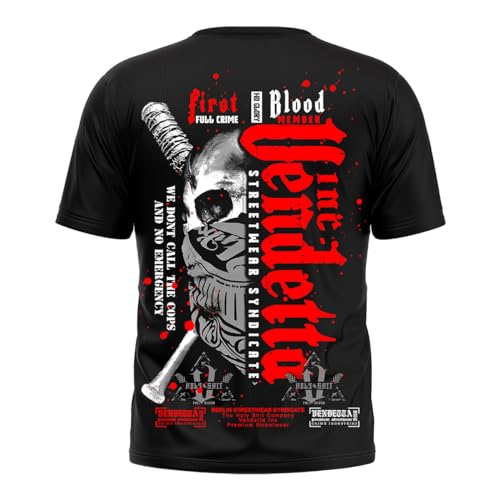 Vendetta Inc. Herren Rundhals Kurzarm Baumwoll Shirt Full Crime schwarz VD-1213 (DE/NL/SE/PL, Alphanumerisch, XXL, Regular, Regular, Schwarz) von Vendetta Inc.