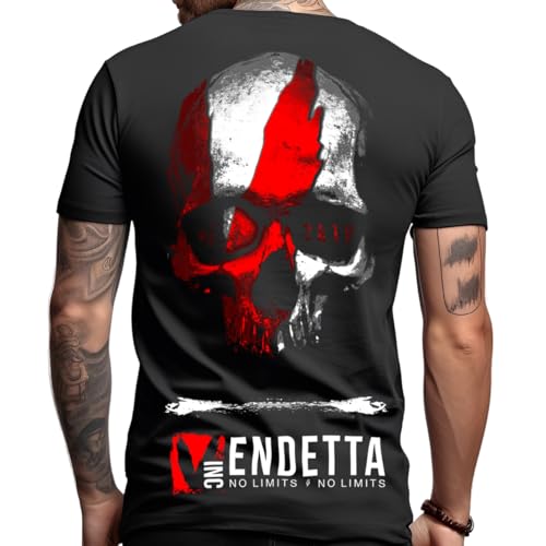 Vendetta Inc. Herren Rundhals Kurzarm-Shirt Blood Skull schwarz 1322 (DE/NL/SE/PL, Alphanumerisch, 3XL, Regular, Regular, Schwarz) von Vendetta Inc.