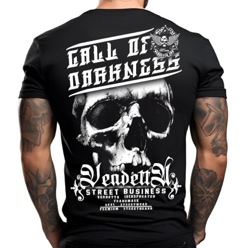 Vendetta Inc. Herren Rundhals Kurzarm Shirt Call of Darkness schwarz VD-1328 (DE/NL/SE/PL, Alphanumerisch, 5XL, Regular, Regular, Schwarz) von Vendetta Inc.