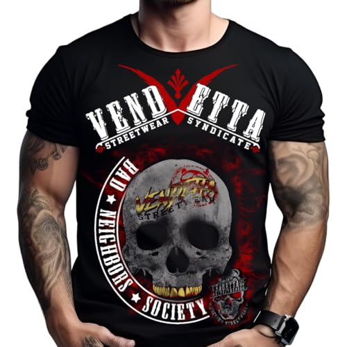 Vendetta Inc. Herren Rundhals Kurzarm Shirt Society schwarz VD-1329 (DE/NL/SE/PL, Alphanumerisch, 3XL, Regular, Regular, schwarz) von Vendetta Inc.