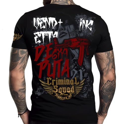 Vendetta Inc. Herren Rundhals Kurzarm Shirt schwarz Crime Squad VD-1236 (DE/NL/SE/PL, Alphanumerisch, 5XL, Regular, Regular, Schwarz) von Vendetta Inc.