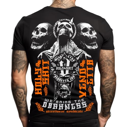 Vendetta Inc. Herren Rundhals Kurzarm Shirt schwarz Darkness 2" VD-1361 (DE/NL/SE/PL, Alphanumerisch, 4XL, Regular, Regular, Schwarz) von Vendetta Inc.