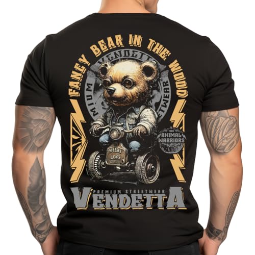 Vendetta Inc. Herren Rundhals Kurzarm Shirt schwarz Fancy Bear VD-1381 (DE/NL/SE/PL, Alphanumerisch, 4XL, Regular, Regular, Schwarz) von Vendetta Inc.