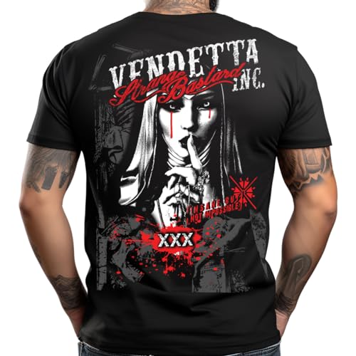 Vendetta Inc. Herren Rundhals Kurzarm T Shirt Bastard schwarz 1324 (DE/NL/SE/PL, Alphanumerisch, 4XL, Regular, Regular, Schwarz) von Vendetta Inc.