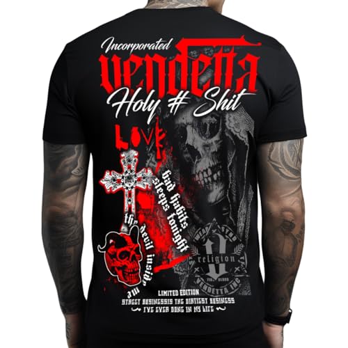 Vendetta Inc. Herren Rundhals Kurzarm T Shirt Devil Inside schwarz 1240 (DE/NL/SE/PL, Alphanumerisch, 5XL, Regular, Regular, Schwarz) von Vendetta Inc.