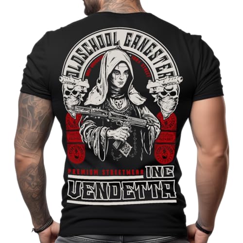 Vendetta Inc. Herren Rundhals Kurzarm T Shirt schwarz Oldschool VD-1272 Baumwolle,Grafik (DE/NL/SE/PL, Alphanumerisch, XL, Regular, Regular, Schwarz) von Vendetta Inc.