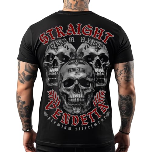 Vendetta Inc. Männer Kurzarm T Shirt Straight schwarz VD-1474 Sport Freizeit (DE/NL/SE/PL, Alphanumerisch, 4XL, Regular, Regular, Schwarz) von Vendetta Inc.