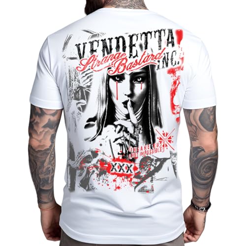 Vendetta Inc. Rundhals Kurzarm Print T Shirt Bastard weiß 1324 (DE/NL/SE/PL, Alphanumerisch, 4XL, Regular, Regular, weiß) von Vendetta Inc.