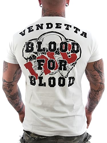 Vendetta Inc. Shirt Blood weiß Tattoo,Skull Freizeit,Sport Herren,Männer Tshirt (4XL) von Vendetta Inc.