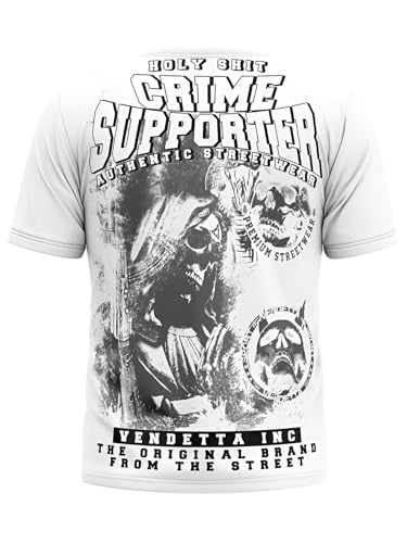 Vendetta Inc. Shirt Crime Supporter weiß VD-1161 Sport,Freizeit Männer T Shirt (XXL) von Vendetta Inc.