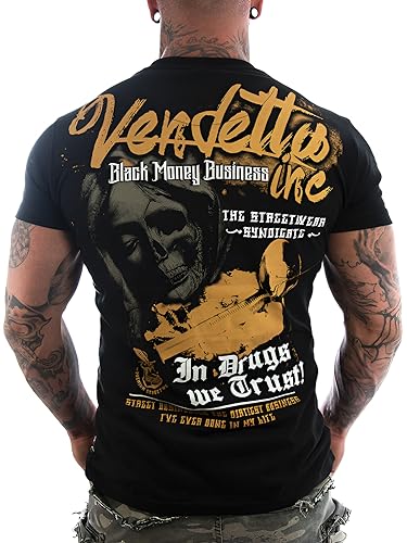 Vendetta Inc. Shirt We Trust schwarz Skull, Tattoo Streetwear Freizeit Party Lock (4XL) von Vendetta Inc.