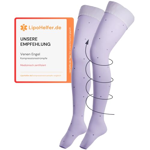 Venen Engel Medizinische Kompressionsstrümpfe Damen & Herren mit 23 bis 32 mmHg | Schenkelstrümpfe | Stützfunktion | Unterstützung für Krampfadern | Ödeme | Flug | Classic Nude | Größe 4 (L) von Venen Engel