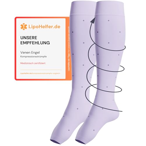 Venen Engel Medizinische Kompressionsstrümpfe Damen & Herren mit 23 - 32 mmHg | Kniestrümpfe | Stützfunktion | Unterstützung für Krampfadern | Ödeme | Blossom Lavender | Größe 4 (L) von Venen Engel