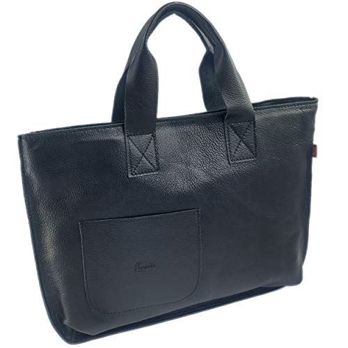 Venetto Elch-Ledertasche Businesstasche Aktentasche Arbeitstasche Handtasche Tasche aus Elch Leder (Schwarz) von Venetto