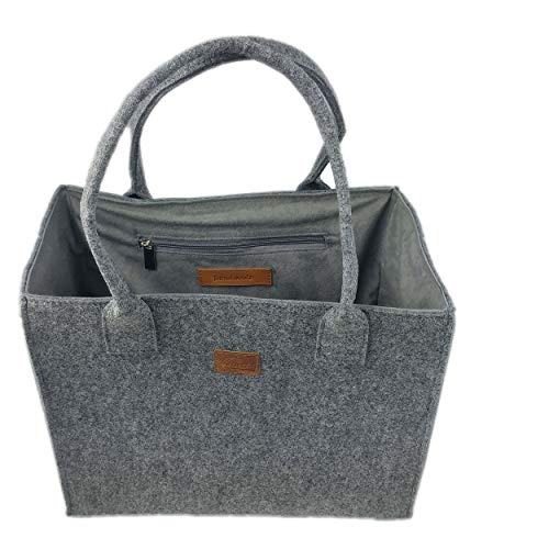 Venetto Filztasche Handtasche Damentasche Damen Henkeltasche Umhängetasche Einkaufstasche Shopper Tasche aus Filz (grau-grau) von Venetto